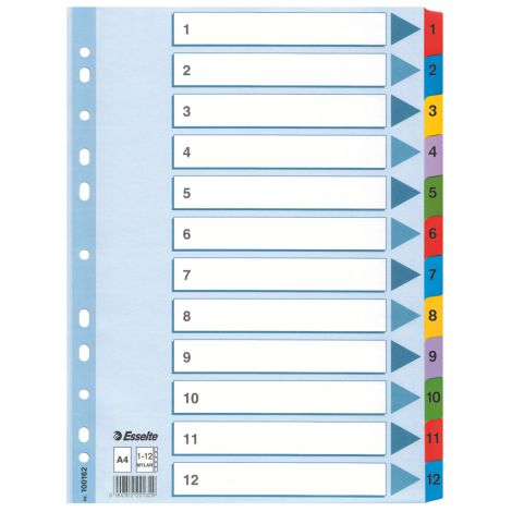 Przekładki Esselte A4 Mylar 1-12